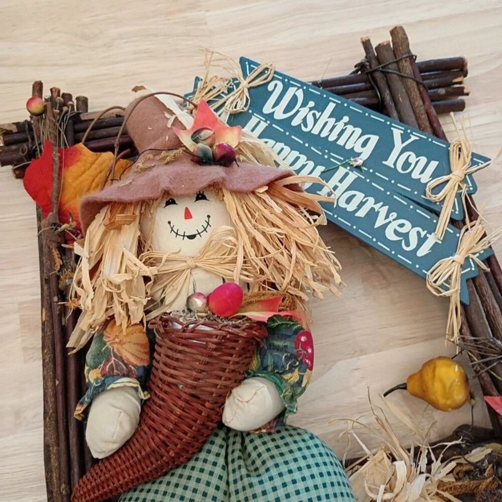 Large Happy Harvest Wooden Wall Hanging Fall Decoration - Picture 2 of 10